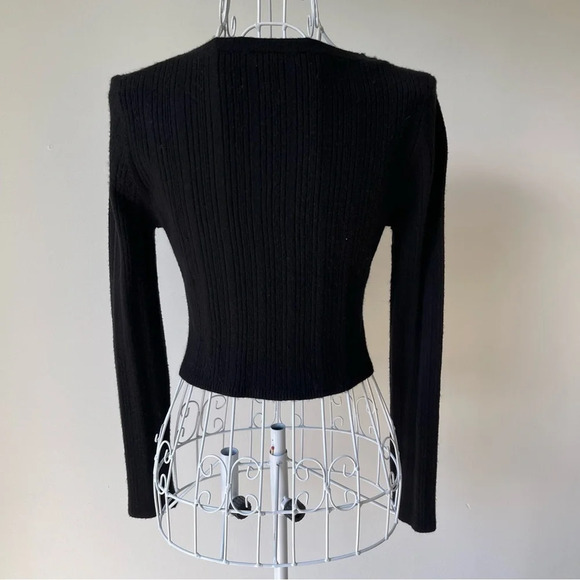 HOUSE OF HARLOW 1960 Black Crop Rib Top viscose blend Long Sleeve black M - Picture 4 of 8